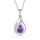 Sterling Silver Cubic Zirconia Tear Dangle Urn Necklace for Ashes