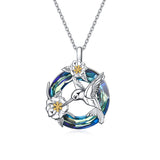 Sterling Silver Blue Crystal Hummingbird Pendant Necklace
