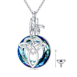 12 Birth Month Flower Cremation Jewelry for Ashes Celtic Knot Heart Ashes Memorial Keepsake Urn Necklace Circle Crystal