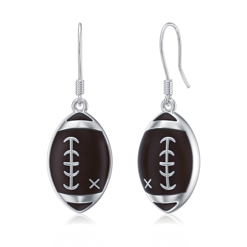 Sterling Silver Baseball Football Dangle Earrings