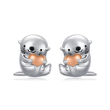 Sterling Silver Otter Stud Earrings