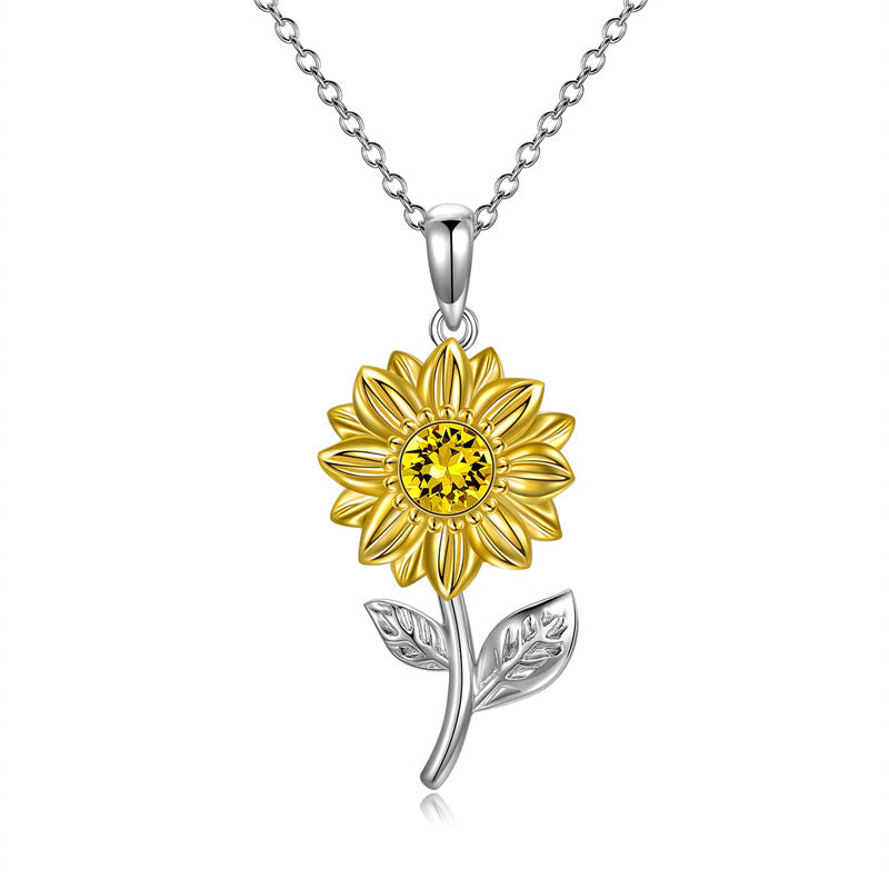14K Gold Sunflower Pendant Necklace