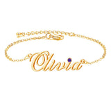 Silver Personalized Name Single Layer Anklet