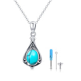 Sterling Silver Opal Turquoise TearDangle Urn Necklace for Ashes