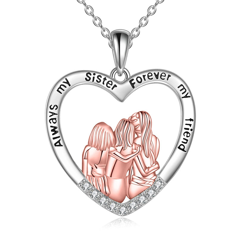 Sterling Silver Sister Pendant Necklace Engraved With Always My Sister forever My Friend