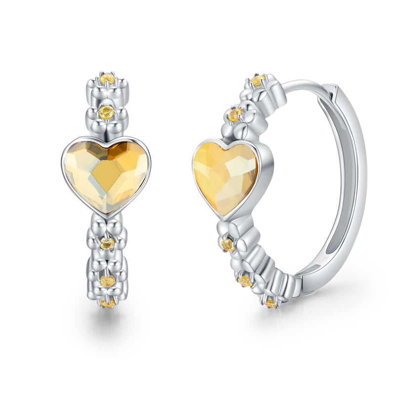 Sterling Silver Daisy Hoop Earrings