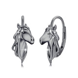 Sterling Silver Horse Leverback Earrings