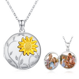 Sterling Silver Personalized Photo Sunflower Pendant Necklace
