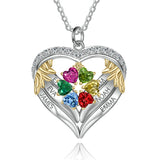 Sterling Silver Personalized Birthstone & Name Heart Shaped Pendant Necklace