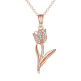 14K Gold Tulip Flower Pendant Necklace