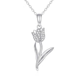 14K Gold Tulip Flower Pendant Necklace