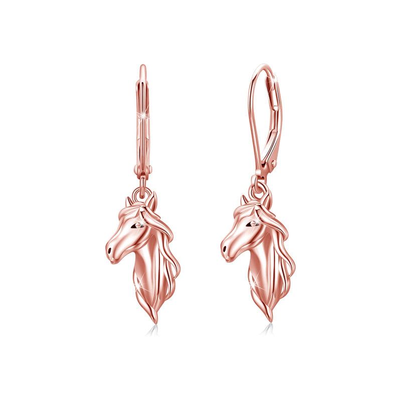 Sterling Silver Horse Leverback Earrings
