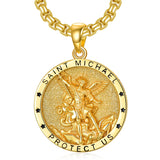 Sterling Silver St Michael St Christopher Pendant Necklace for Men