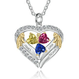 Sterling Silver Personalized Birthstone & Name Heart Shaped Pendant Necklace