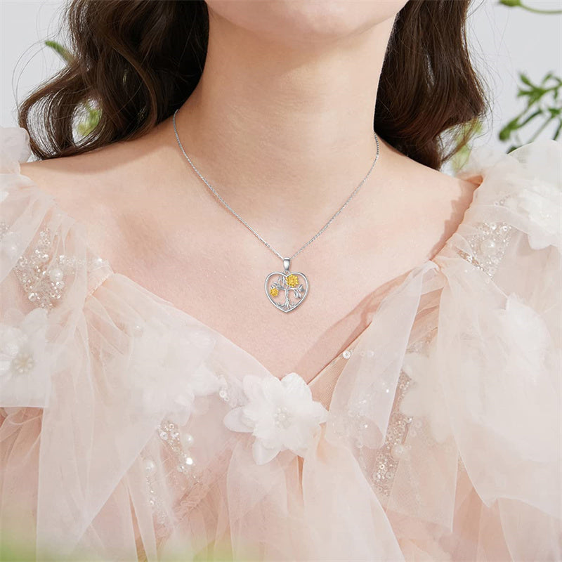 14K Gold Sunflower Pendant Necklace