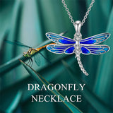 Sterling Silver Blue Dragonfly Pendant Necklace