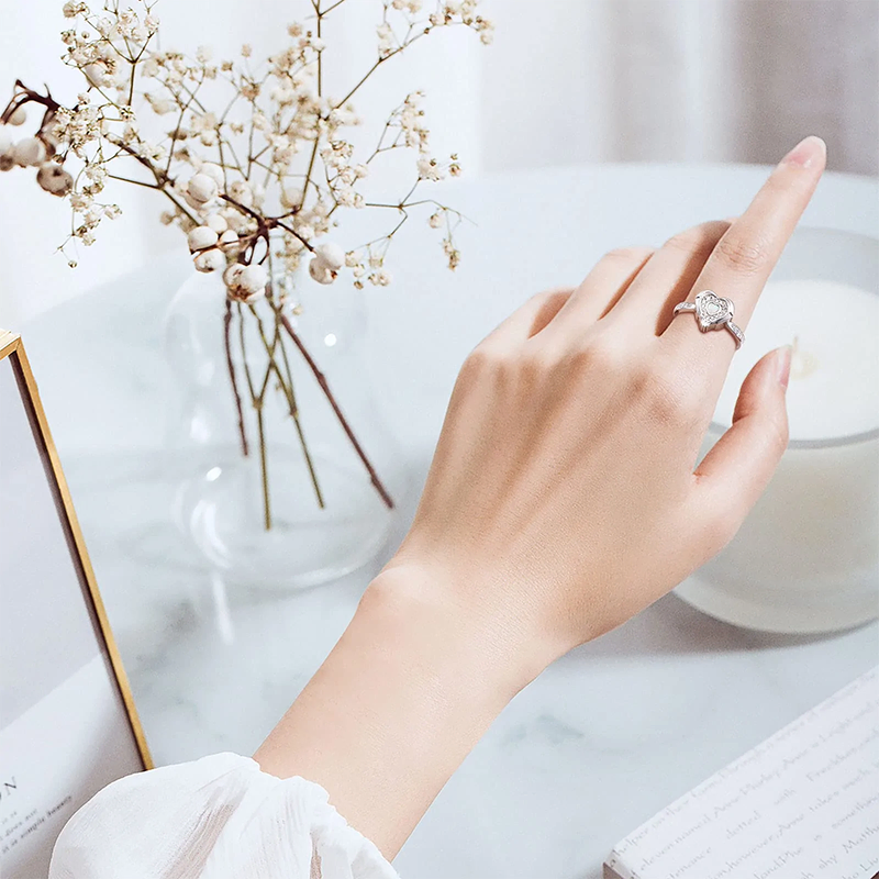 Sterling Silver Lab Opal Heart Urn Ring for Ashes Engraved With  Forever In My heart