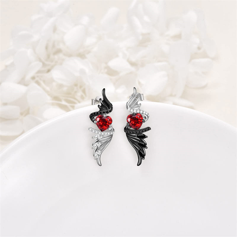 Sterling Silver Angel Devil Stud Earrings