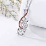 Sterling Silver Birthstone Music Note & Birth Flower Pendant Necklace