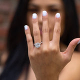 10K White Gold Moissanite Cushion Cut Halo Engagement Rings