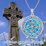 Sterling Silver Opal Celtic Knot Witches Knot Pendant Necklace