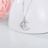 14k Gold Moon and North Star Pendant Necklace