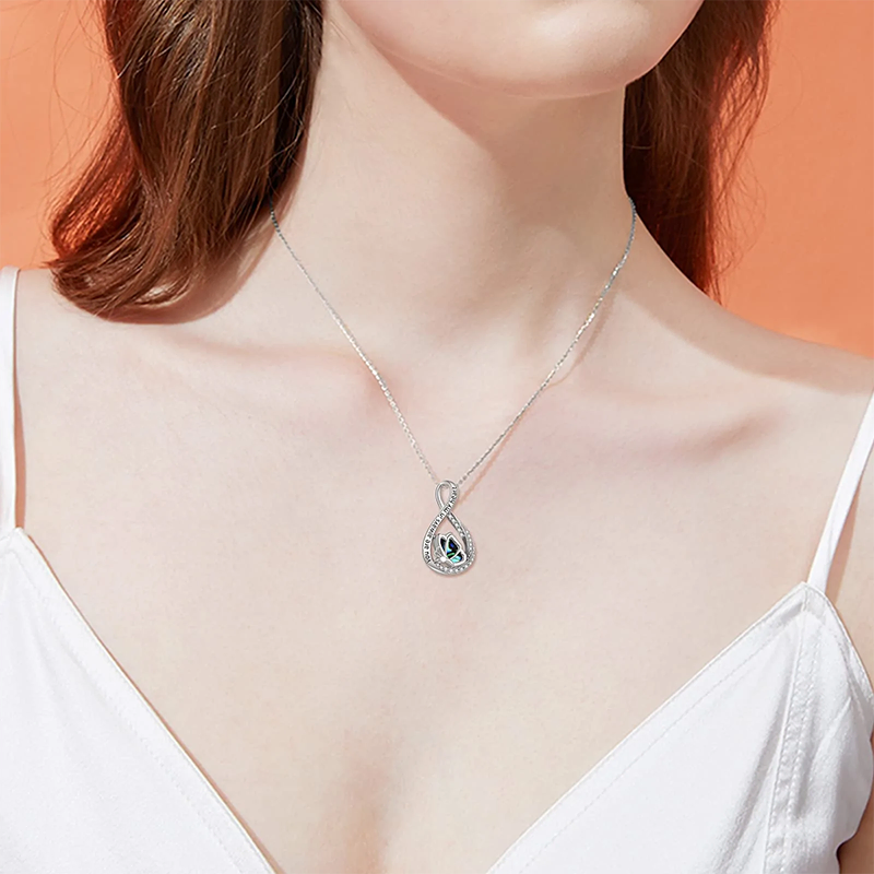 Infinity Butterfly Urn Necklaces for Ashes 925 Sterling Silver Cremation Butterfly Jewelry for Women Heart Urn You are Always in My Heart