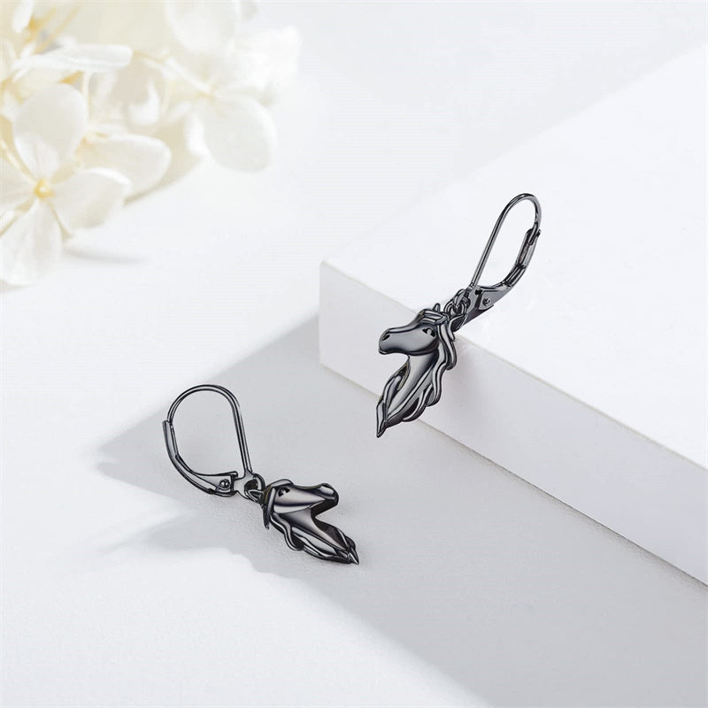 Sterling Silver Horse Leverback Earrings