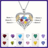 Sterling Silver Personalized Birthstone & Name Heart Shaped Pendant Necklace