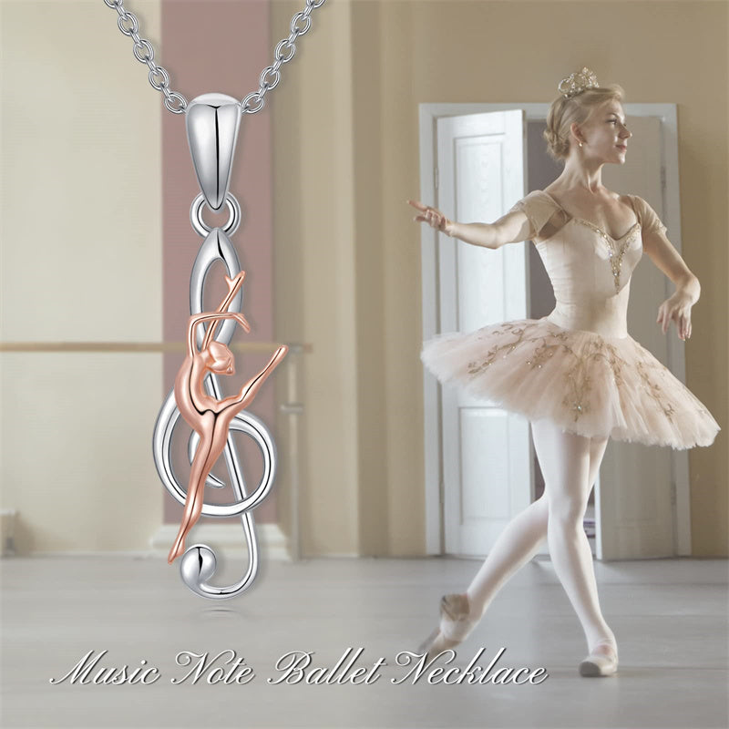 Sterling Silver Piano Music Note Dancer Pendant Necklace