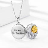 Sterling Silver Personalized Photo Sunflower Pendant Necklace
