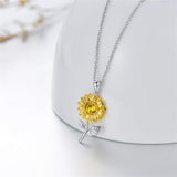 14K Gold Sunflower Pendant Necklace