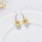 Sterling Silver Sunflower Flower Dangle Earring
