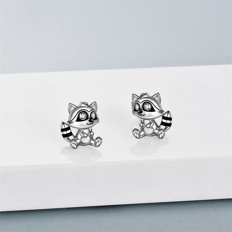 Sterling Silver Raccoon Stud Earring