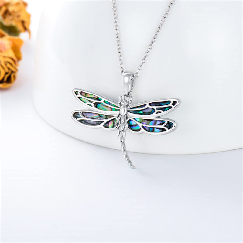Sterling Silver Blue Dragonfly Pendant Necklace