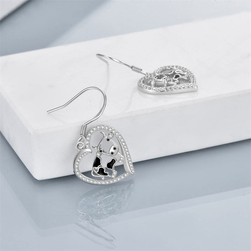 Sterling Silver Cow  Drop Earrings