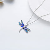 Sterling Silver Blue Dragonfly Pendant Necklace