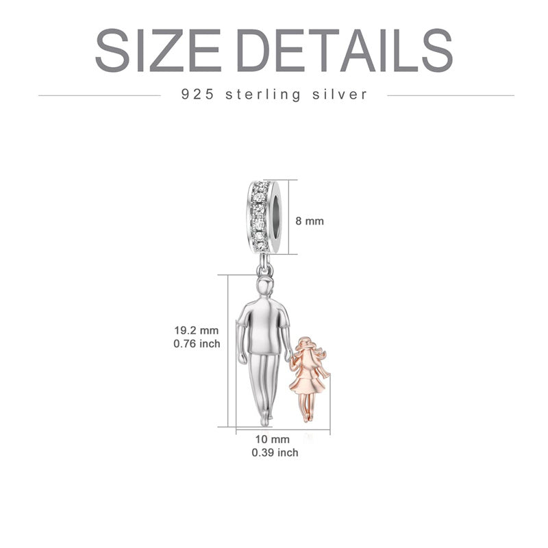 Sterling Silver Father Daughter Mother Daughter Charm Beads