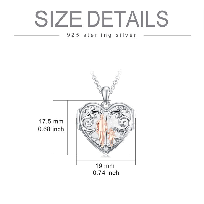 Sterling Silver Father Daughter Locket Pendant Custom Personalized Photo Necklace