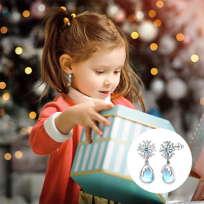 Sterling Silver Snow Moonstone Stud Earrings