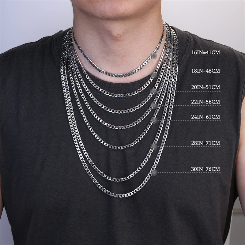 Sterling Silver Cross Pendent for Men With Stainless Steel Cuban Link Pendant Necklace