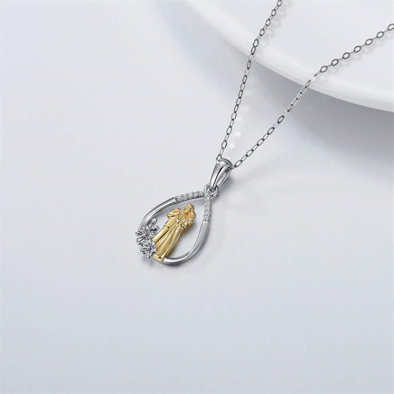 14K Gold Lovers Couple Pendant Necklace