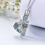 Sterling Silver Crystal Butterfly Urn Necklace for Ashes