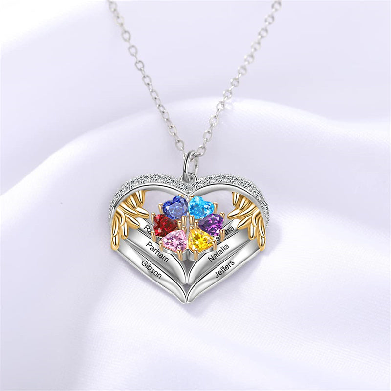 Sterling Silver Personalized Birthstone & Name Heart Shaped Pendant Necklace