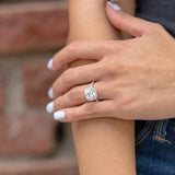 10K White Gold Moissanite Cushion Cut Halo Engagement Rings