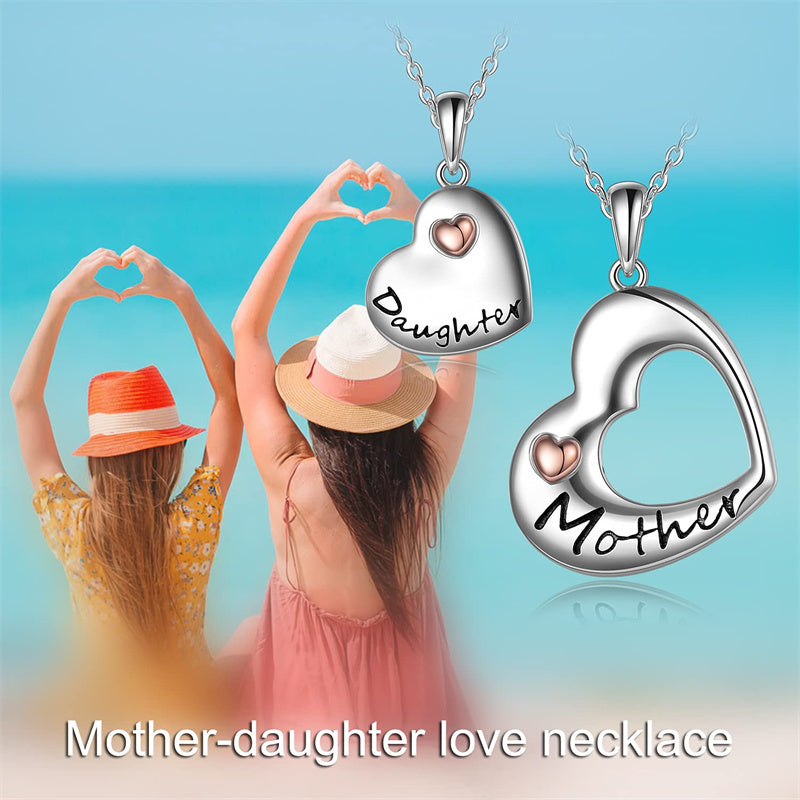 Sterling Silver Mother Daughter Pendant Necklace