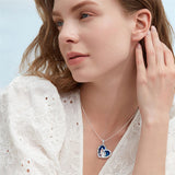 Sterling Silver Father Daughter Necklace Crystal Heart Pendent Necklace