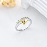 Sterling Silver Bee with 5A Cubic Zirconia Promise Ring