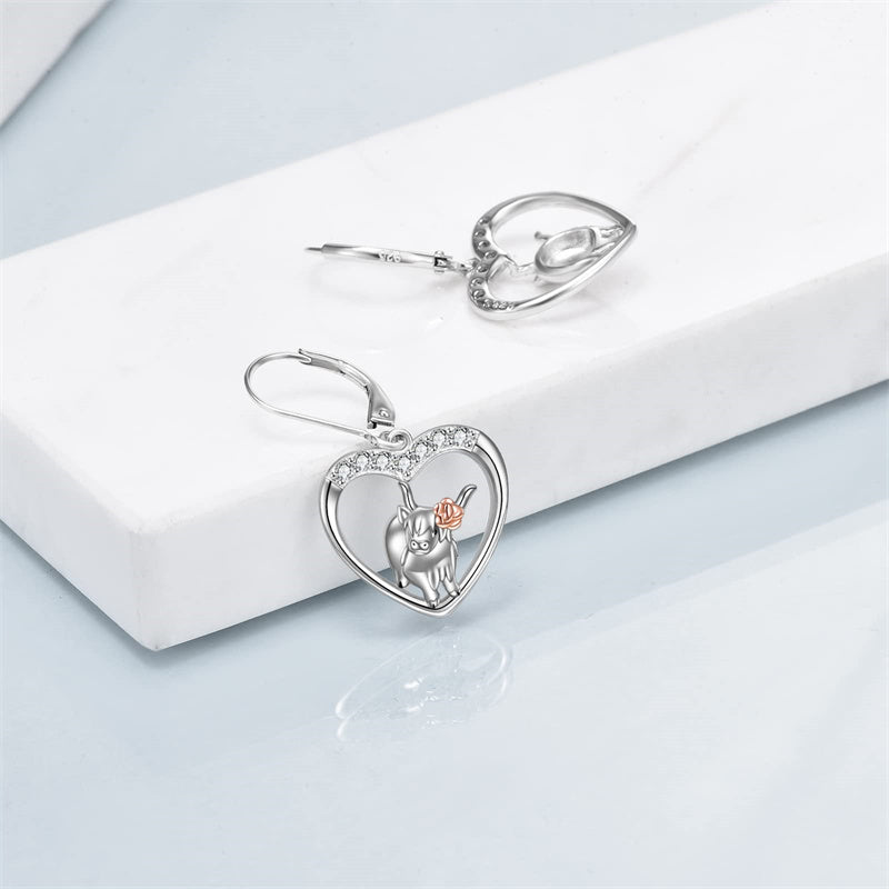 Sterling Silver Highland Cow Leverback  Earrings