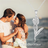 14K Gold Tulip Flower Pendant Necklace